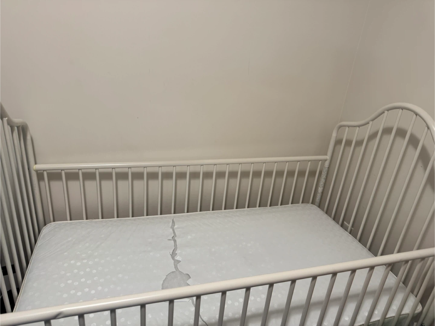 White Metal Baby Changing Station with Mattress