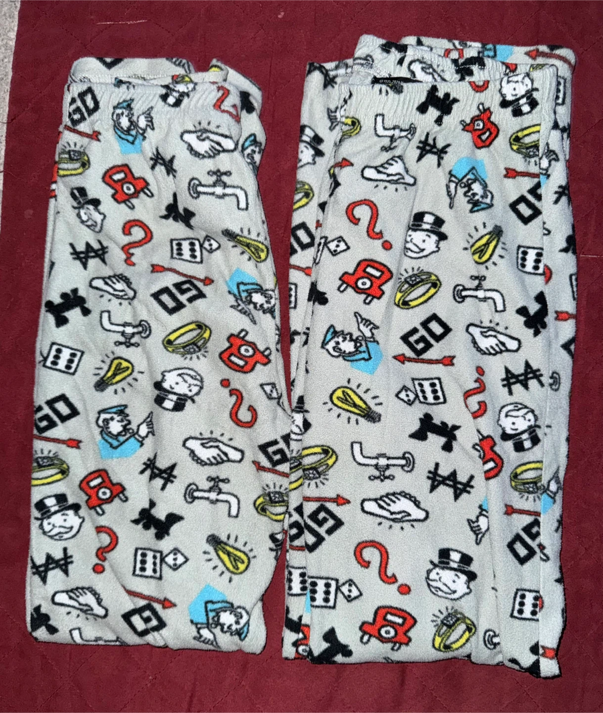 2pr kids Monopoly fleece pajamas, size large,