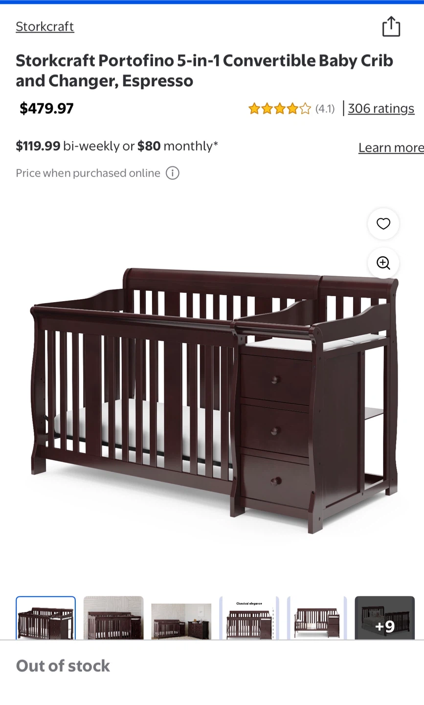 Convertible Crib Toddler Bed with Changing Station
