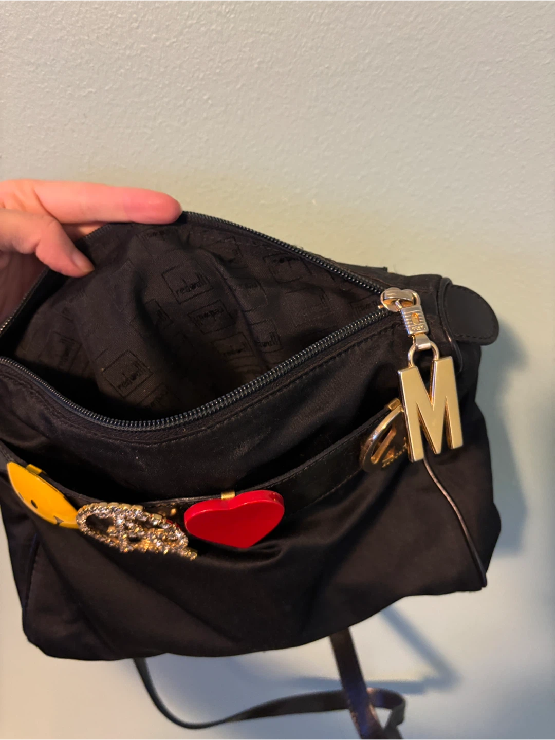 Moschino Black Nylon Crossbody Bag with Charms - photo 5