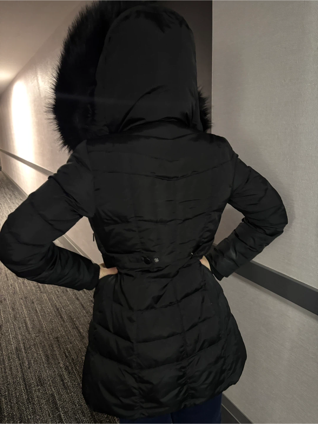 1 Madison Black Faux Fur Hooded Puffer Coat - photo 3