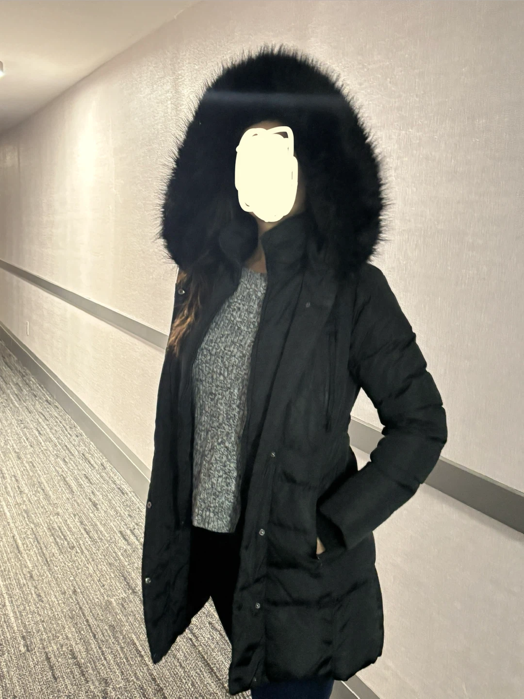 1 Madison Black Faux Fur Hooded Puffer Coat - photo 2
