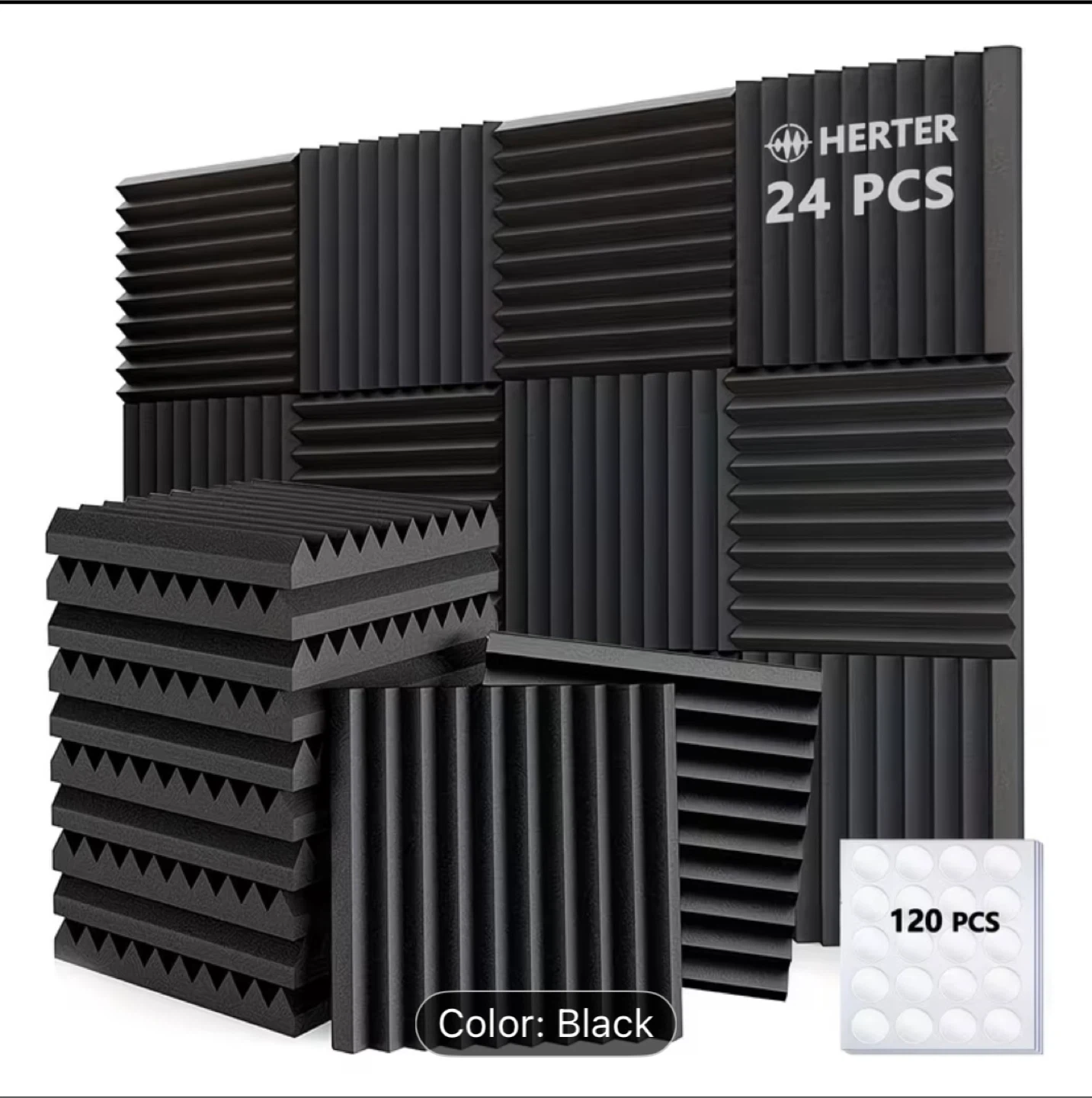 HERTER 24 PCS Acoustic Foam Panels