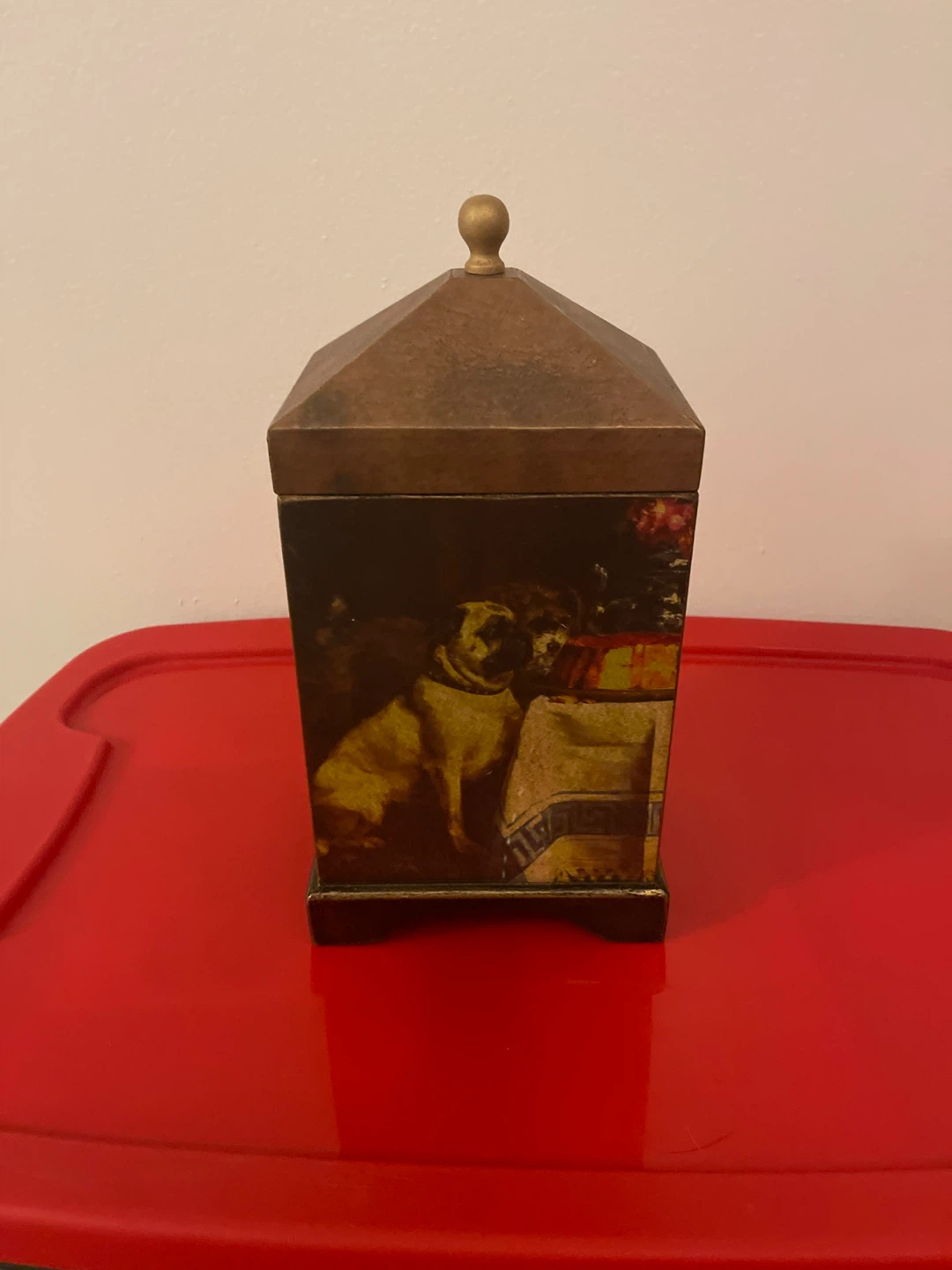 Vintage Pug Scene Decorative Wooden Box