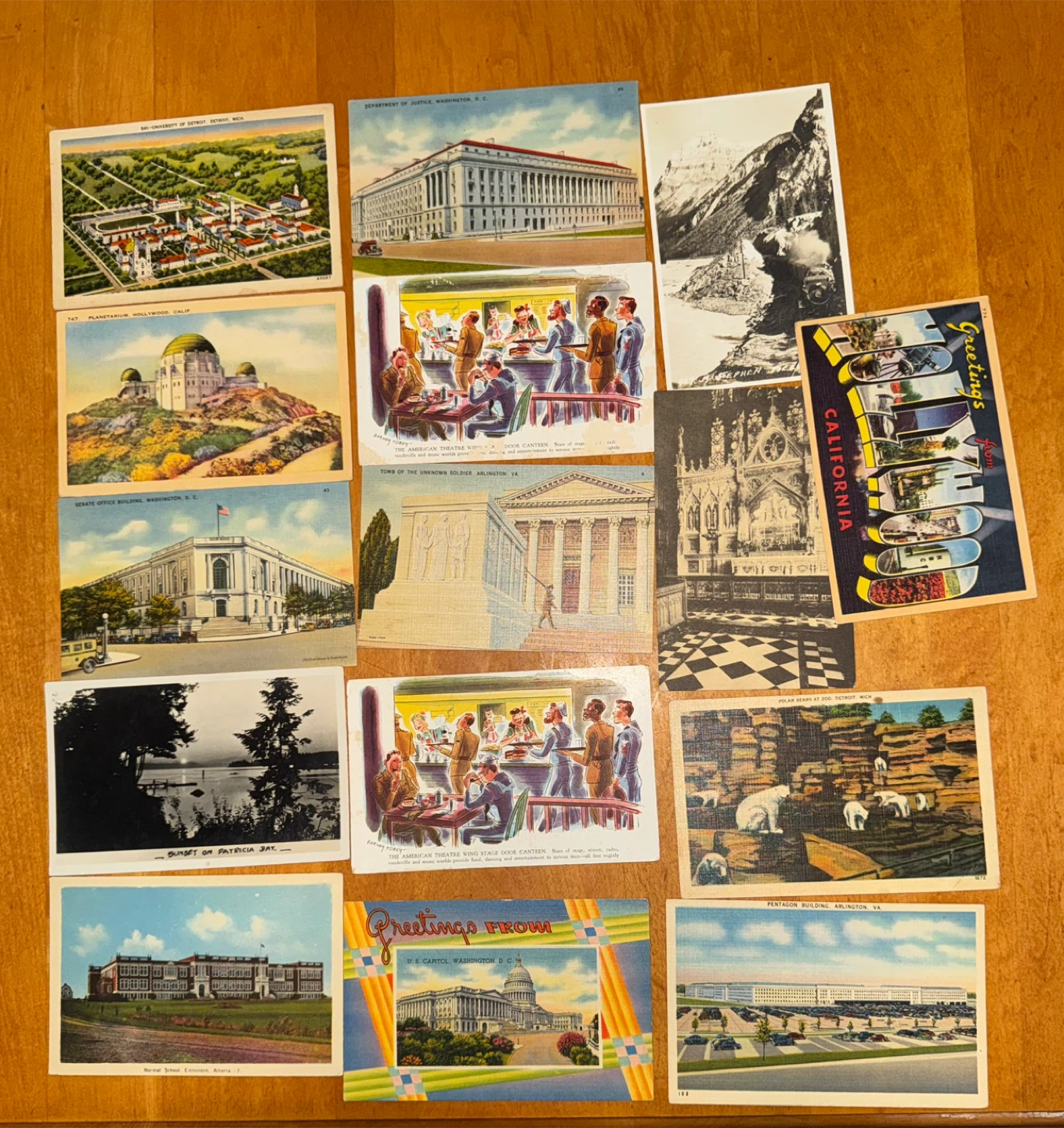 15 vintage American post cards