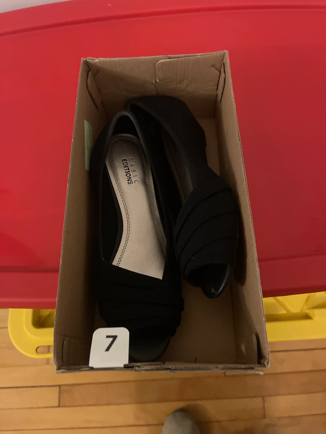 Basic Editions Women's Black Peep-Toe Flats