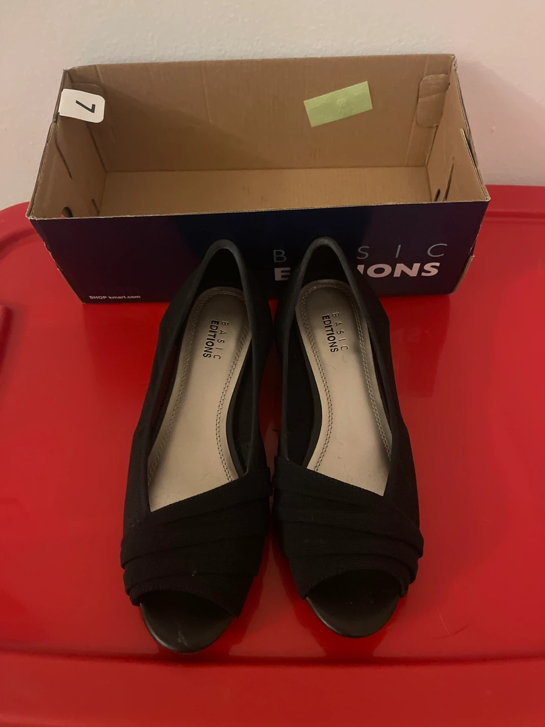 Basic Editions Women's Black Peep-Toe Flats - photo 2