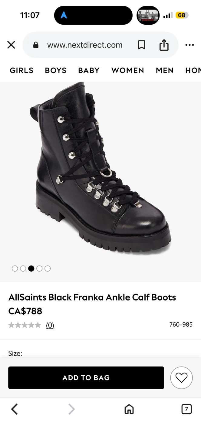 AllSaints Black Franka Ankle Calf Boots