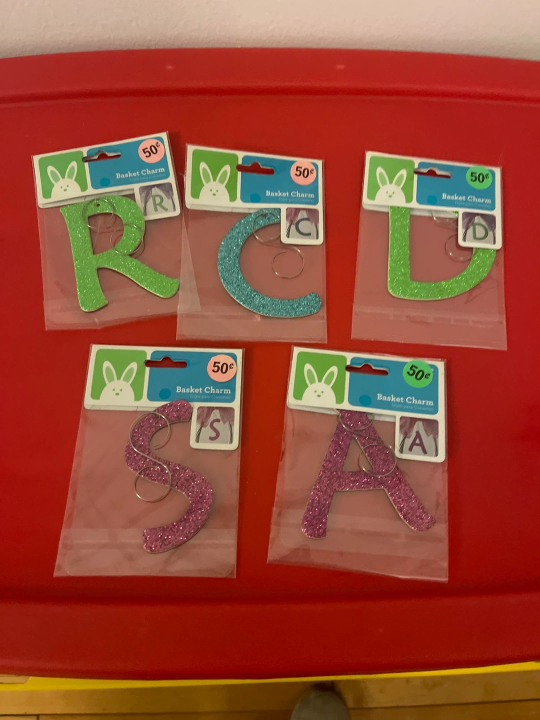 Glitter Letter Charms - R, C, L, S, A