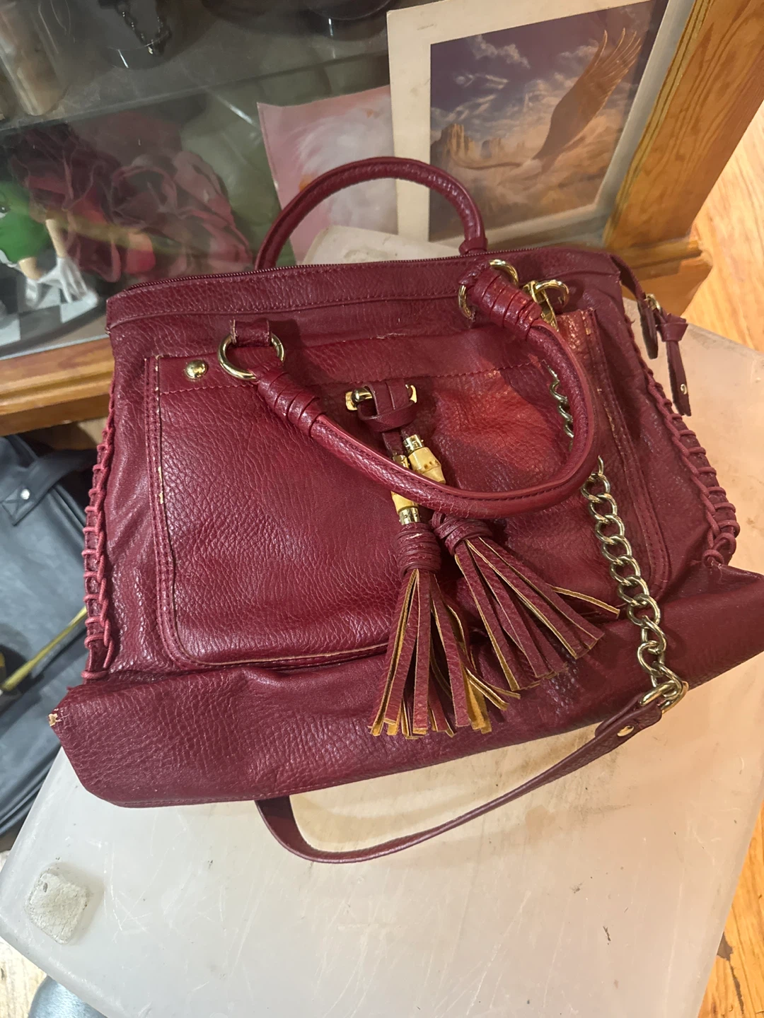 Olivia & Joy Burgundy Satchel Handbag - photo 2