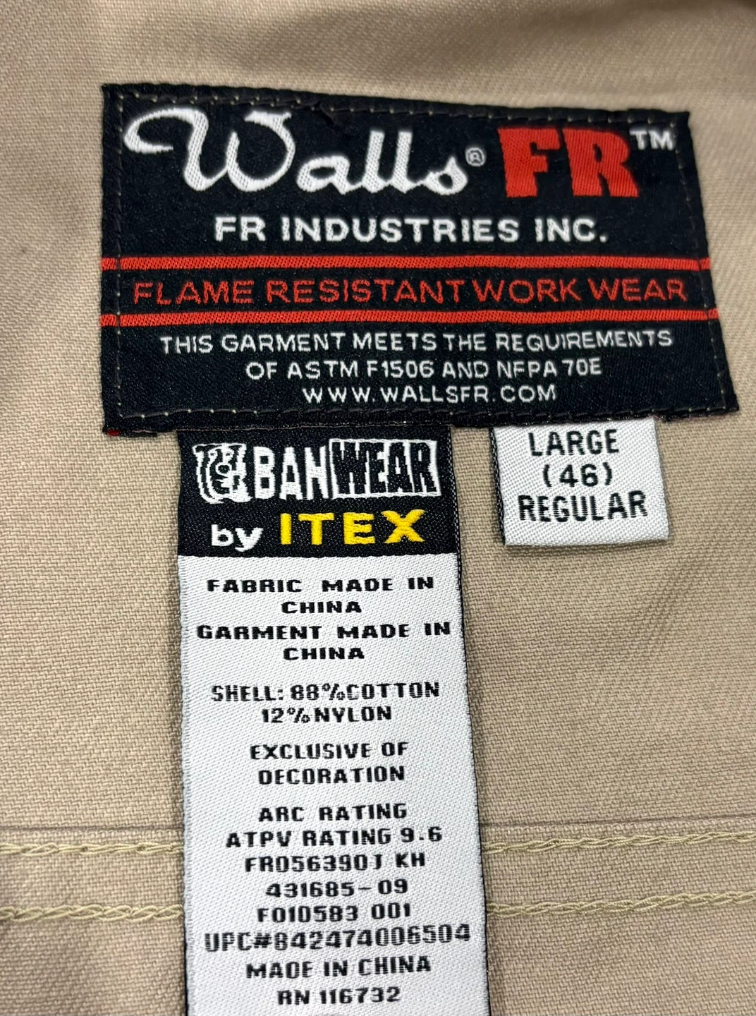 Men’s Walls FR Flame Resistant Work large Shirt - Tan, Large - photo 3