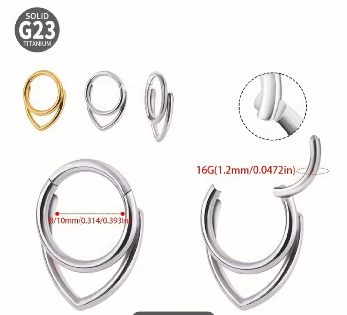 Titanium Clicker Earring - 10mm - photo 4