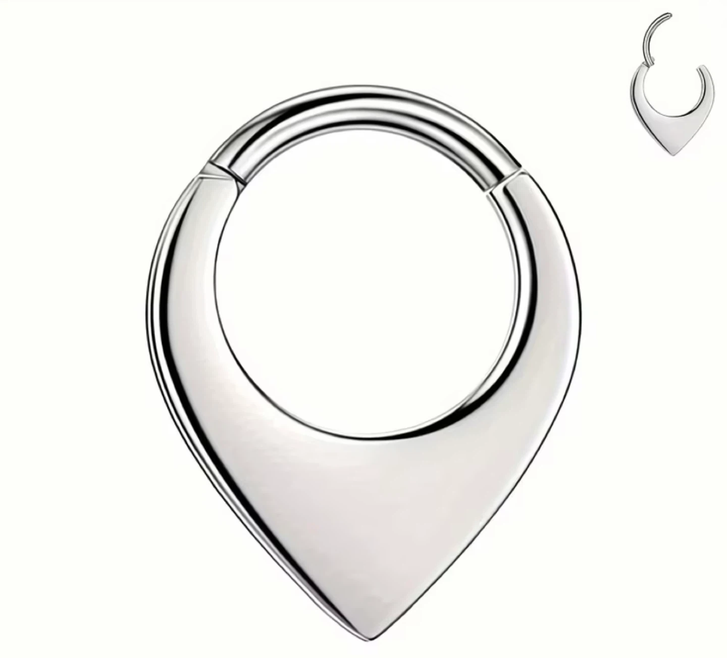 Stainless Steel Septum Clicker Ring - 10mm - photo 2