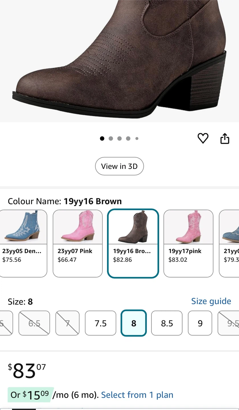 GLOBALWIN Women's The Western Cowboy Ankle Boots - Size 8 Brown