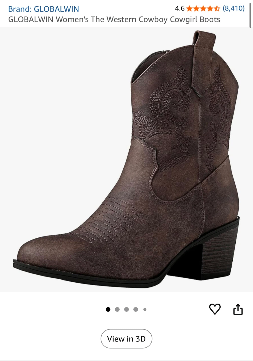 GLOBALWIN Women's The Western Cowboy Ankle Boots - Size 8 Brown - photo 2