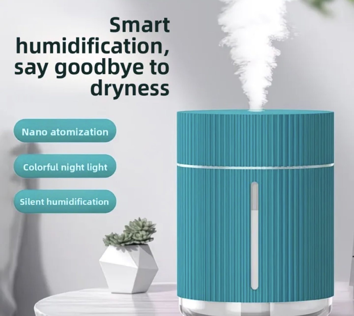 New-White Portable Humidifier with Colorful Night Light - photo 2