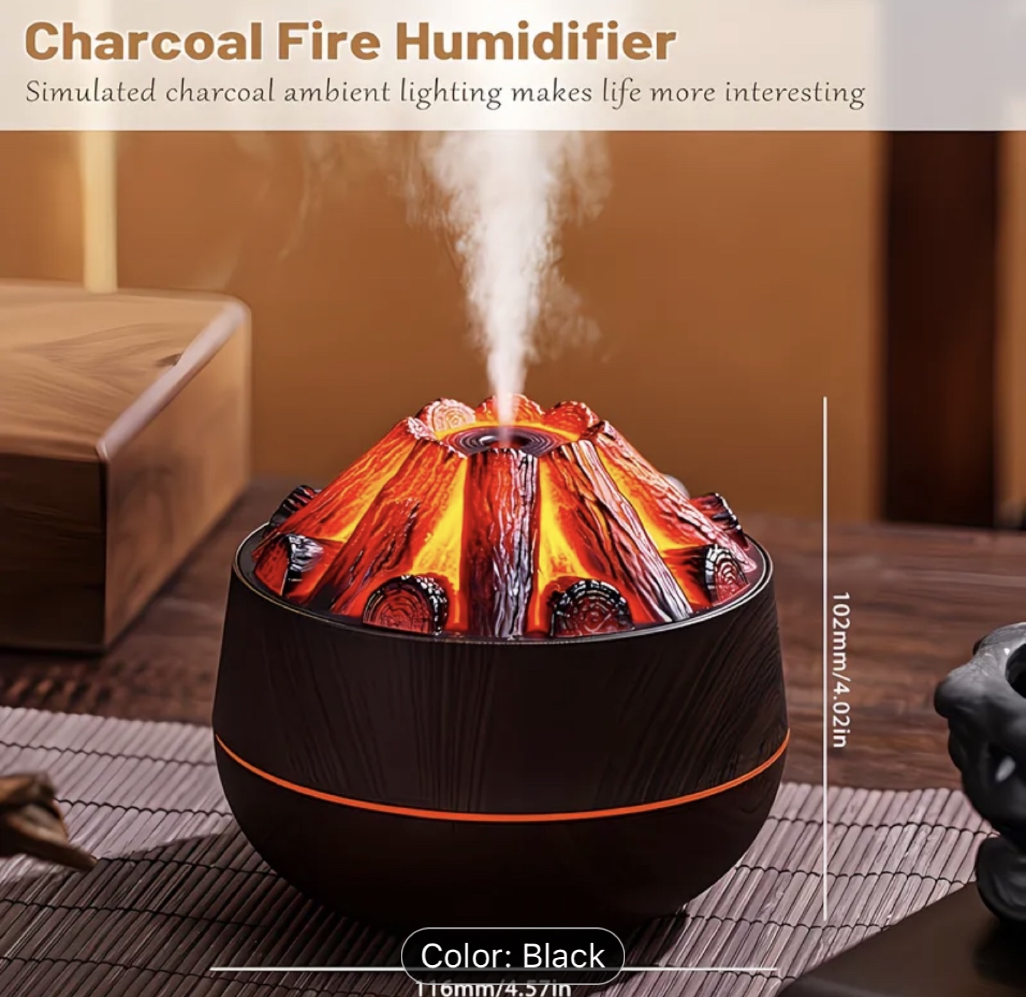 New-Volcano Humidifier with Charcoal Fire Effect - photo 2