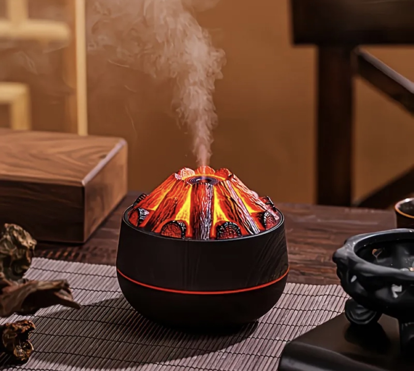 New-Volcano Humidifier with Charcoal Fire Effect