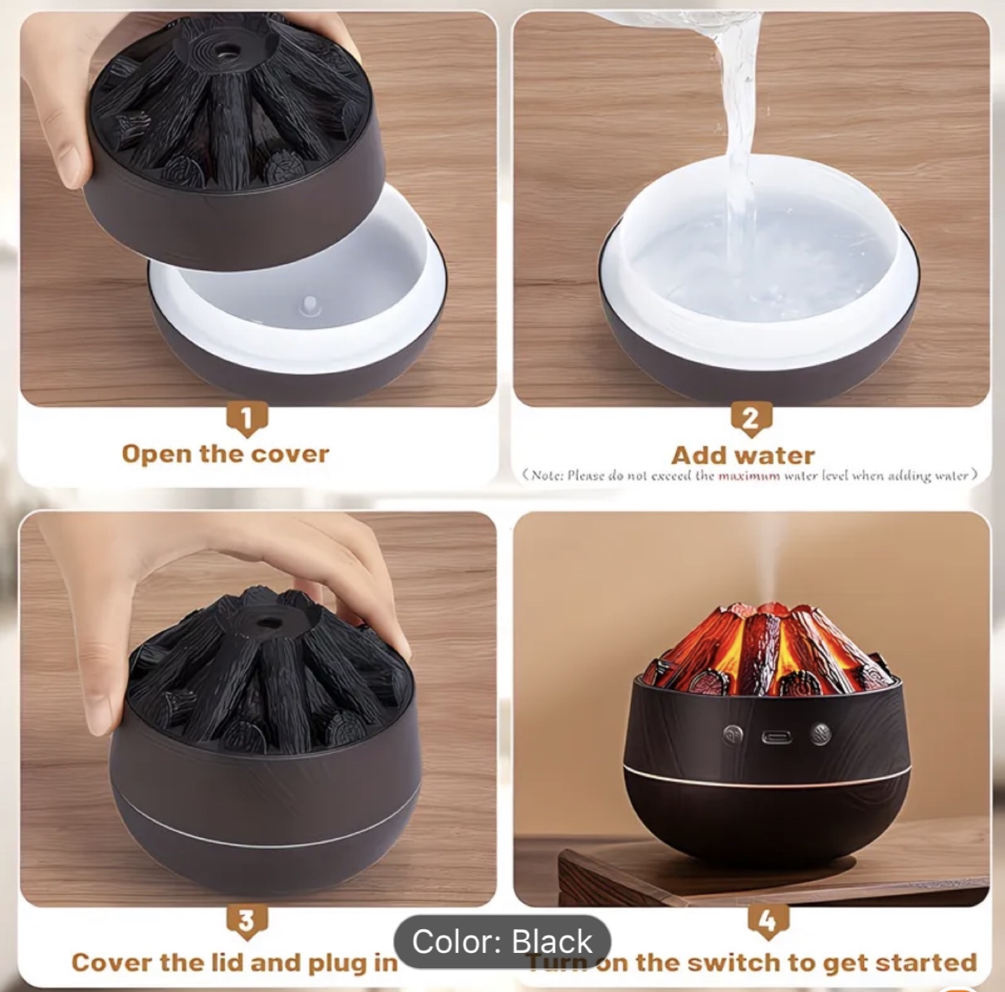 New-Volcano Humidifier with Charcoal Fire Effect - photo 4
