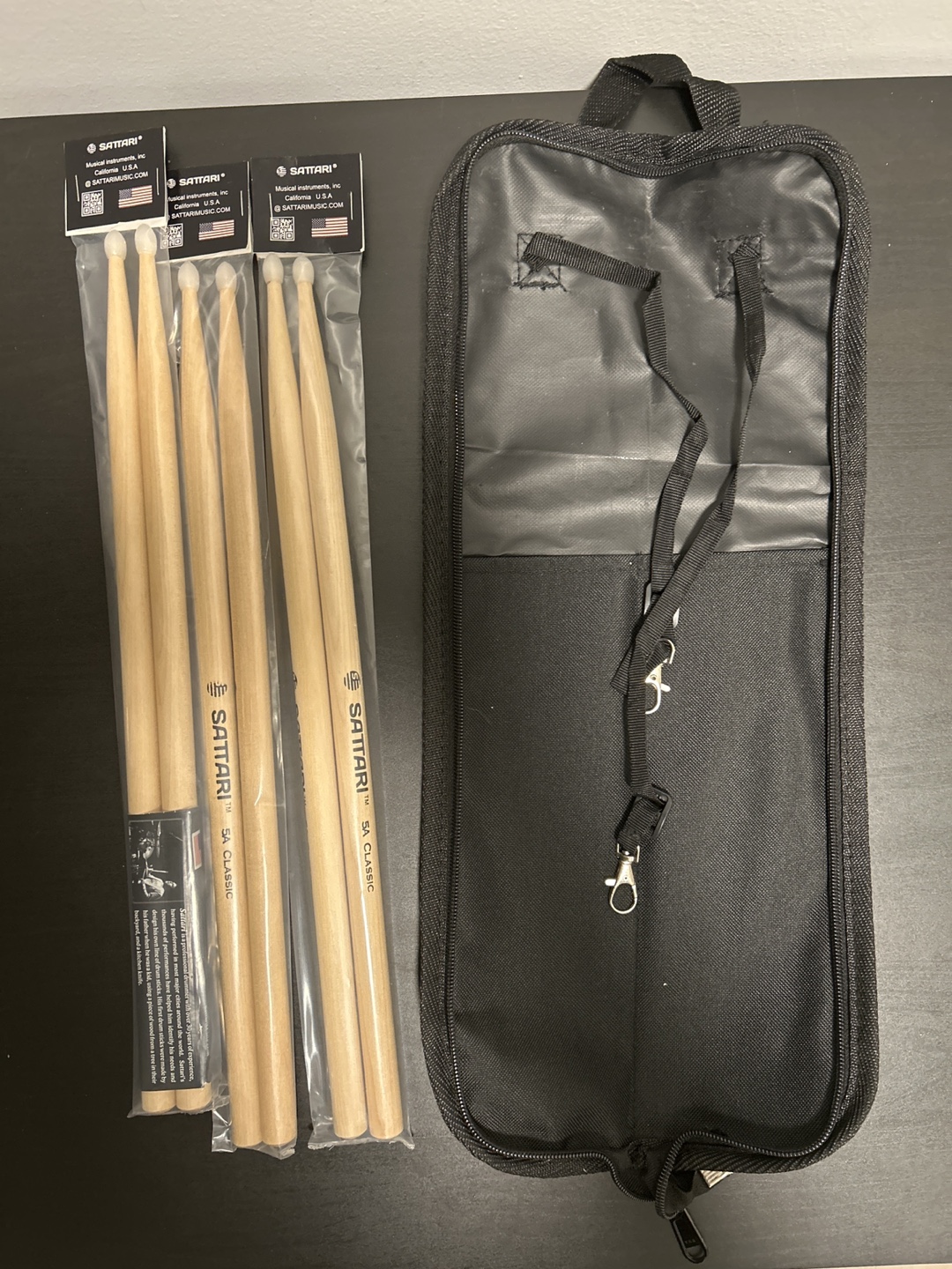 Sattari 5A Classic Drumsticks - Set of 3 Pairs with Bag - photo 4