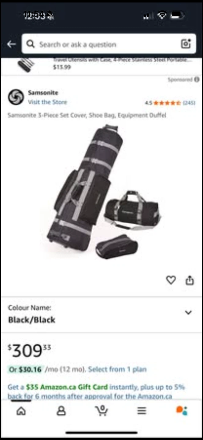 Samsonite 3-Piece Set Cover, Shoe Bag, Equipment Duffel
