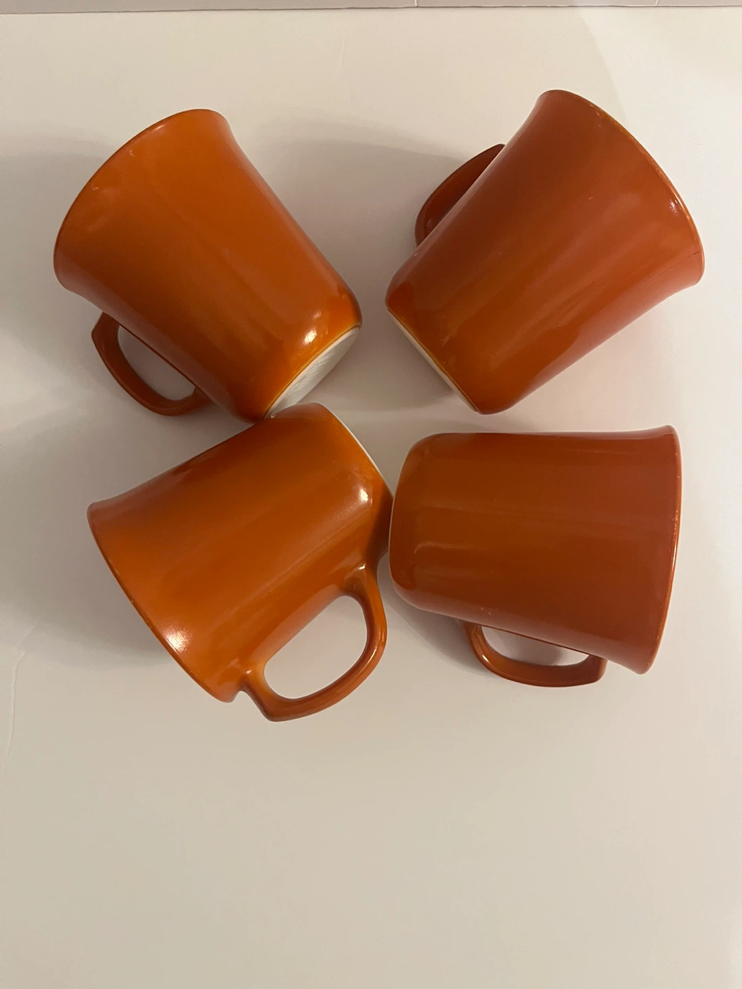 Vintage Pyrex “burnt orange “ Set of 4 Orange Ceramic Mugs