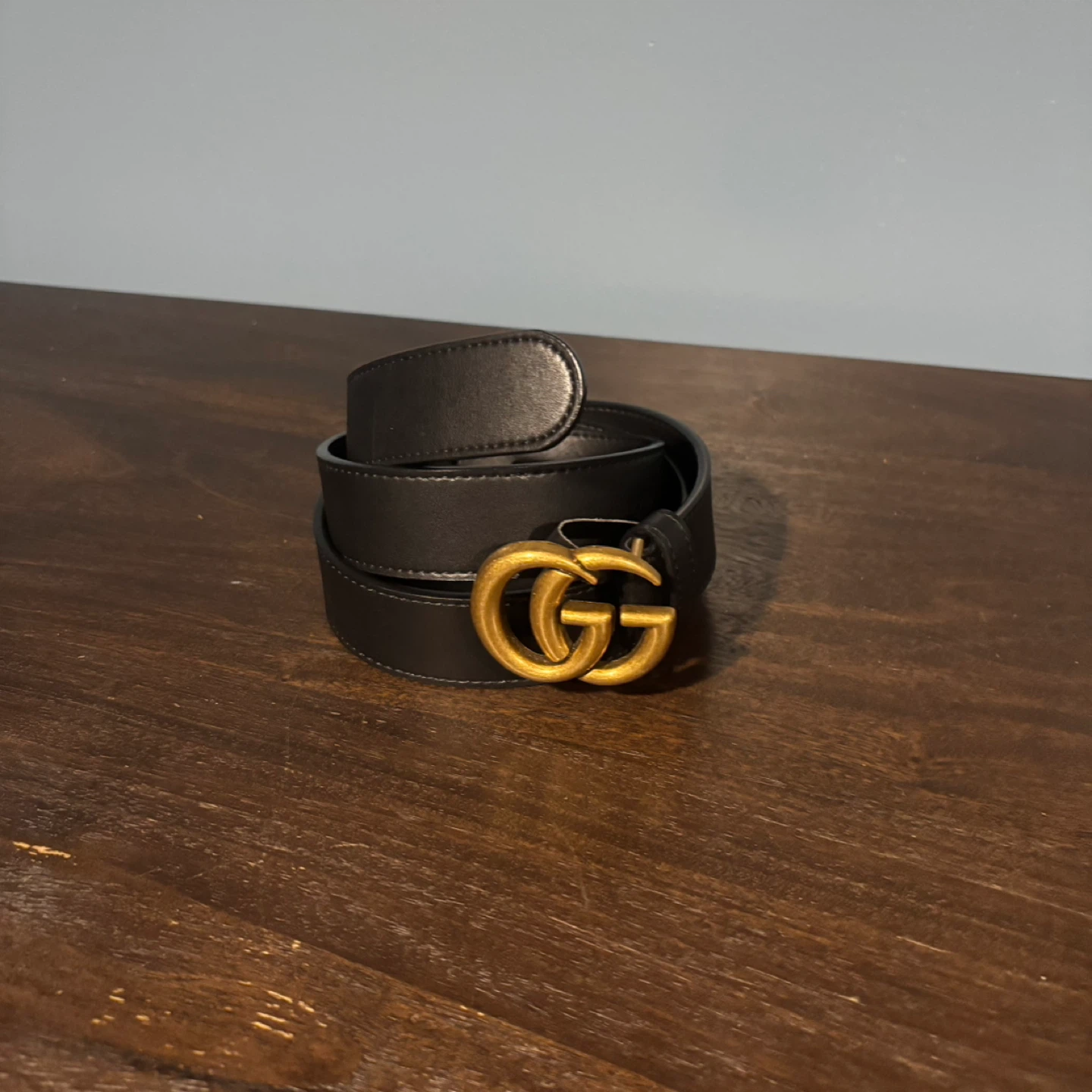 Gucci Black Leather GG Marmont Belt