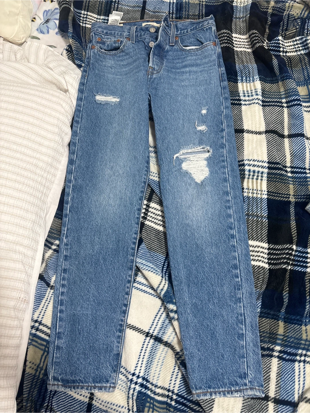 Levi's 501 Jeans - Distressed Blue Denim size 25