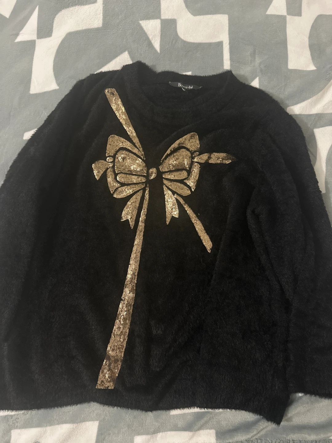 🥕Bonmarché Black Sequin Bow Sweater 🥕- Size 24