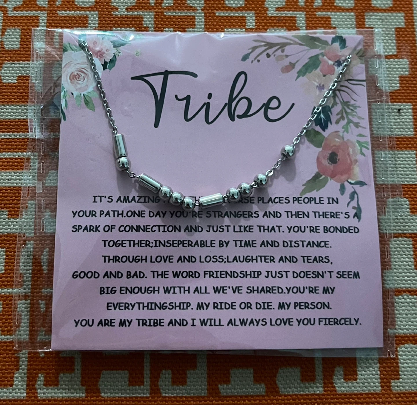 Tribe necklace with inspirational message
