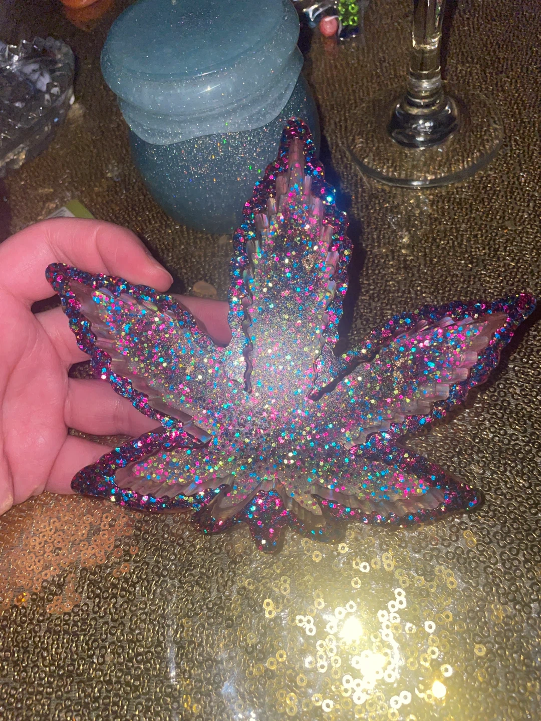 Weed leaf trinket dish