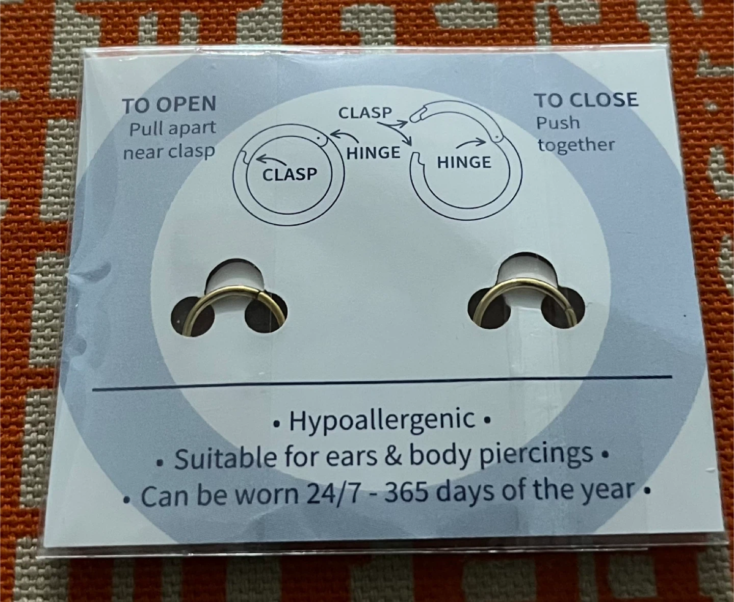 365 Sleepers Gold Surgical Hoop Earrings with Crystal - photo 2