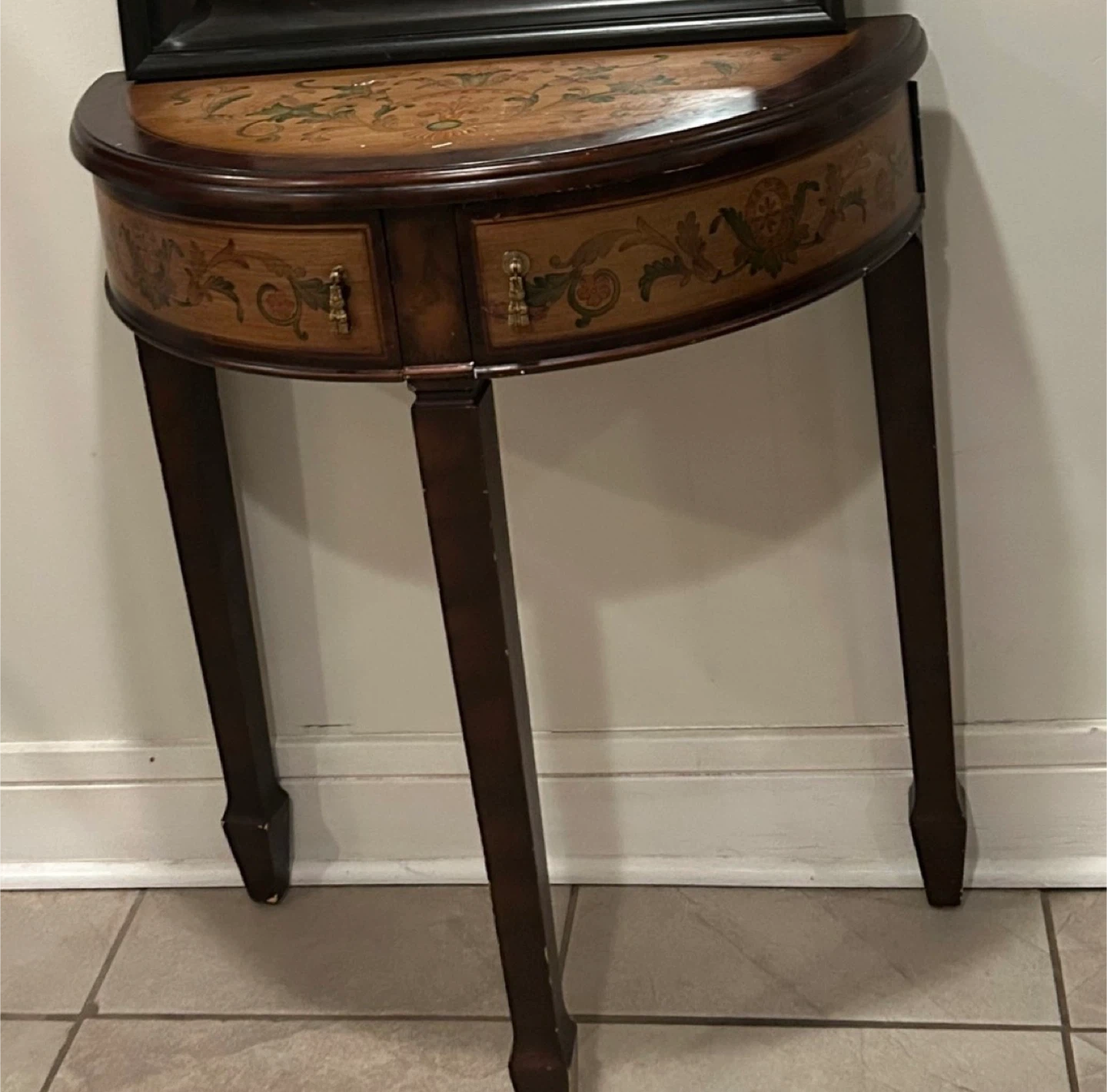🥕Antique Half-Moon Console Table with Drawers