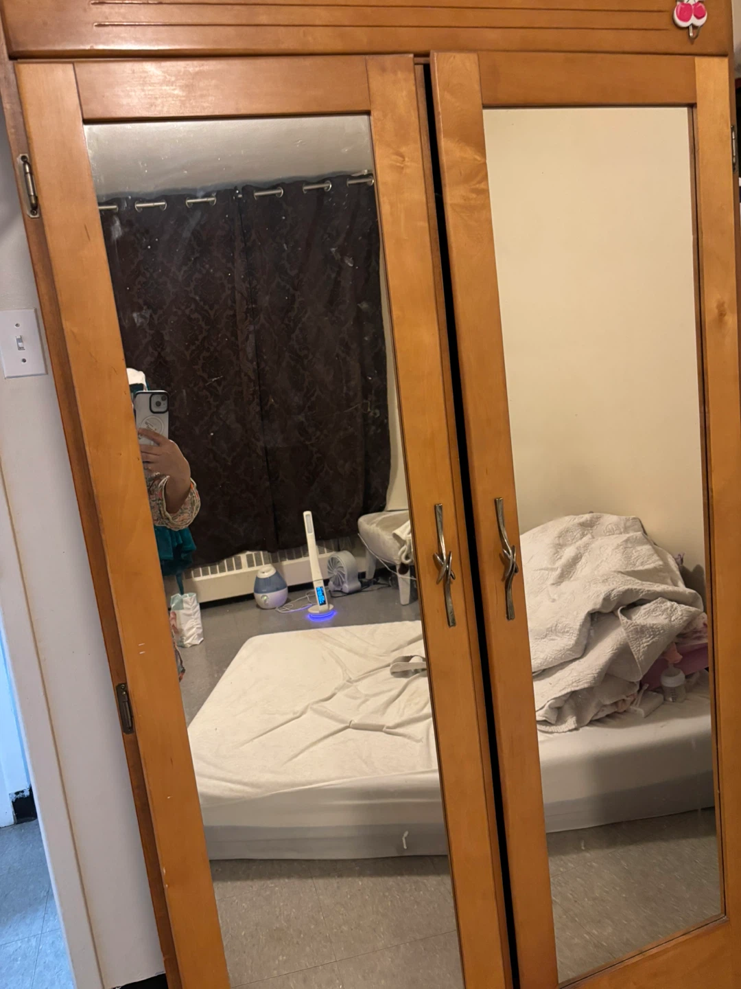 Wooden Armoire/wardrome/closet/cabinet with Mirrored Doors - photo 2