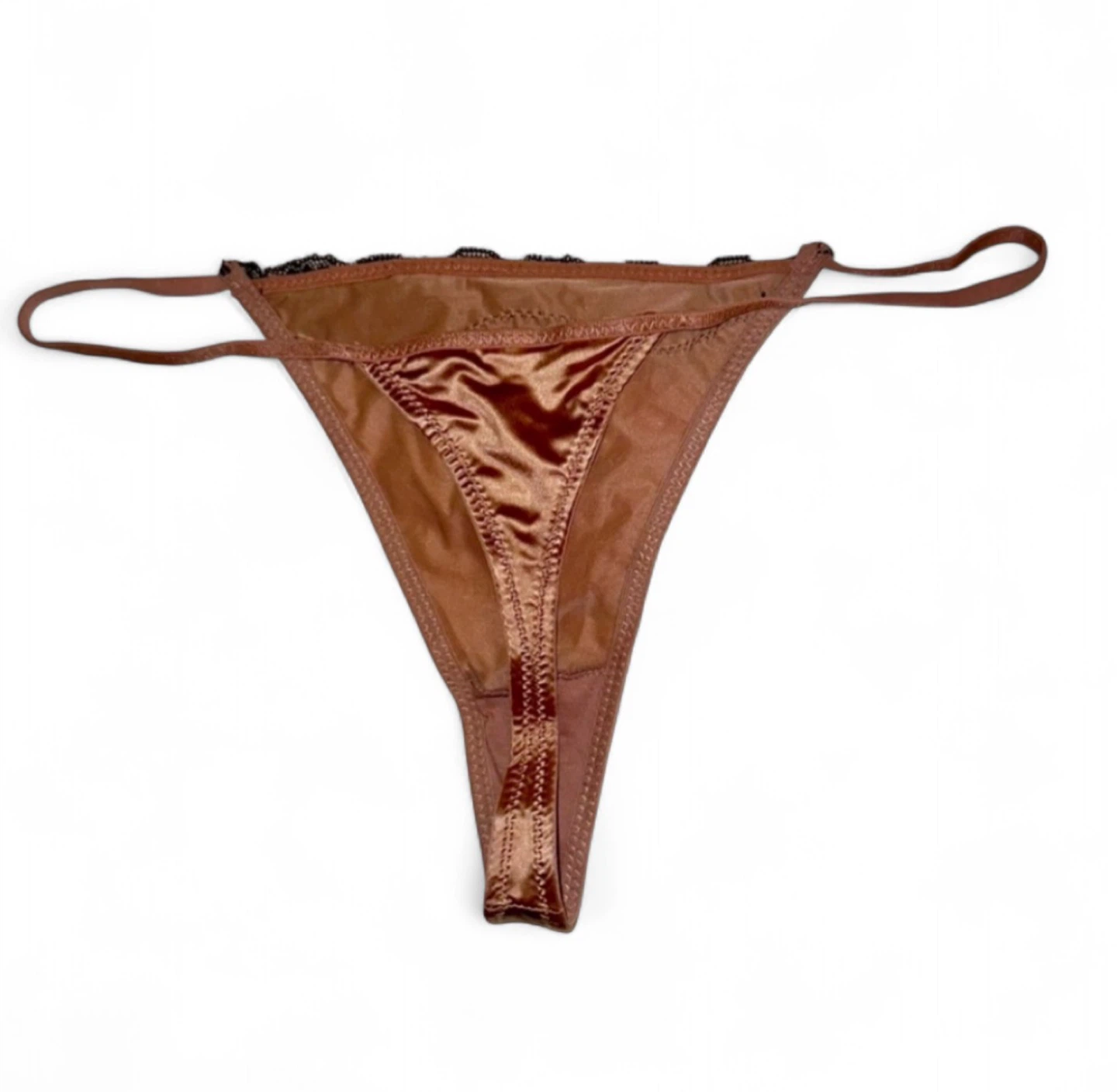 NEW Satin Silk & Lace Blush Pink Thong - photo 5