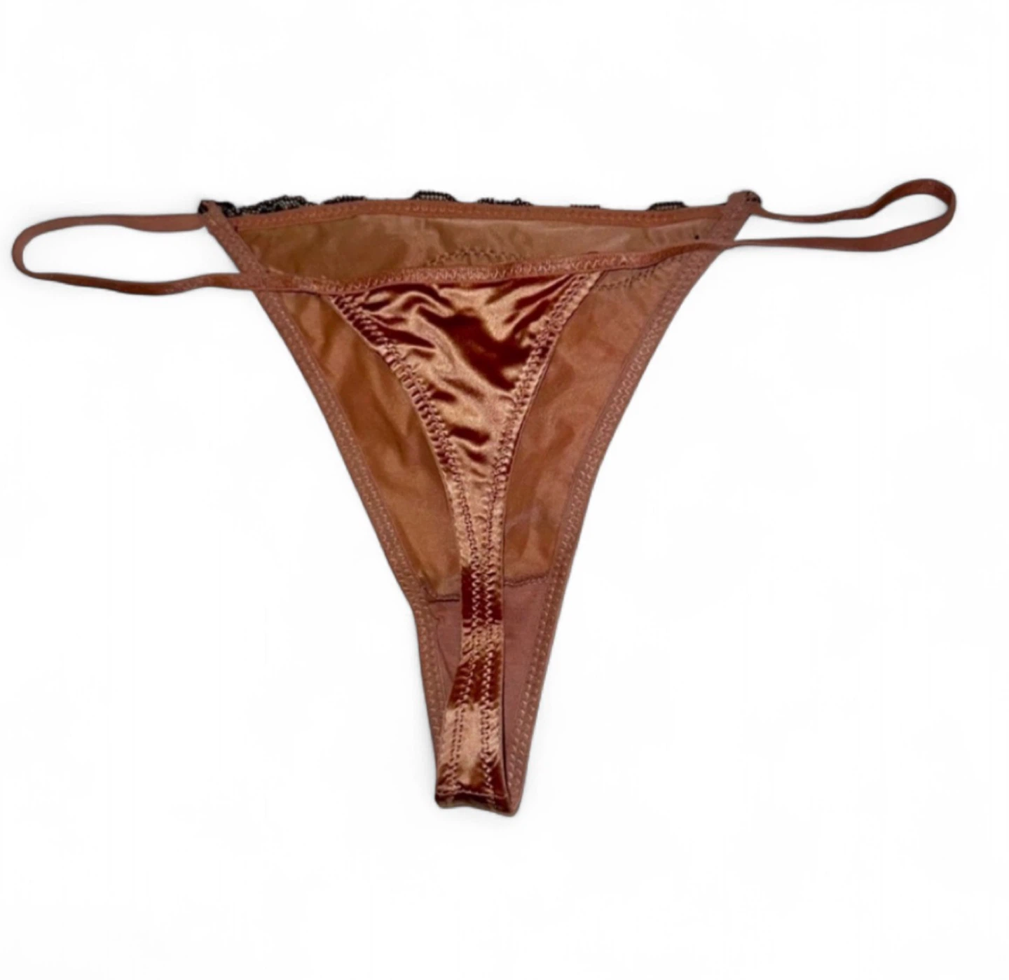 NEW Satin Silk & Lace Blush Pink Thong - photo 3