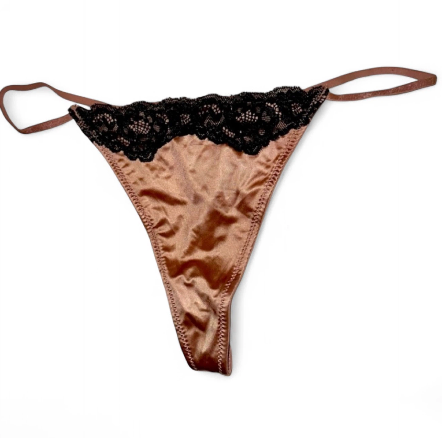 NEW Satin Silk & Lace Blush Pink Thong - photo 2