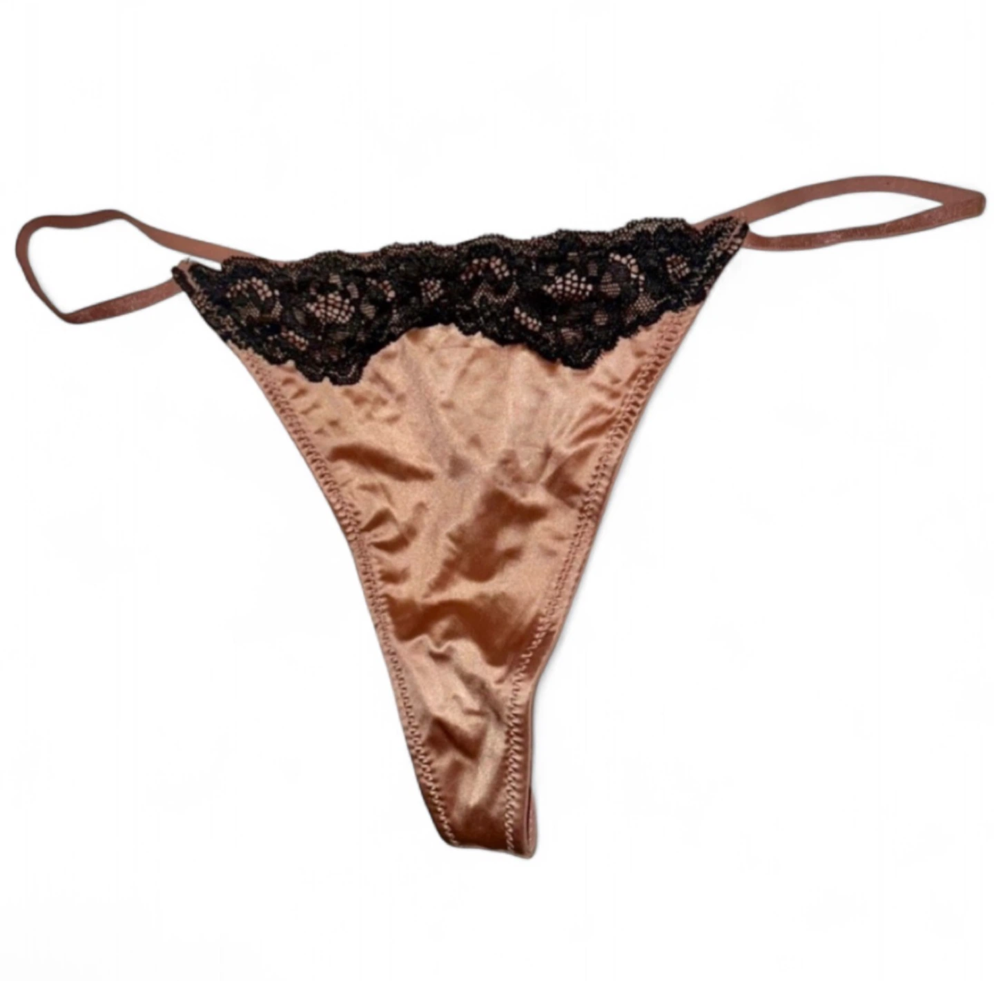 NEW Satin Silk & Lace Blush Pink Thong - photo 4