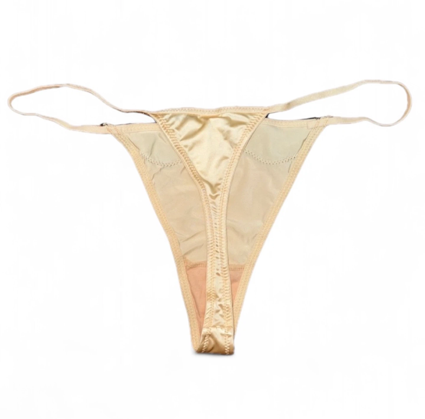 NEW Cream Ivory Black Lace Satin Silk Thong Panties - photo 2