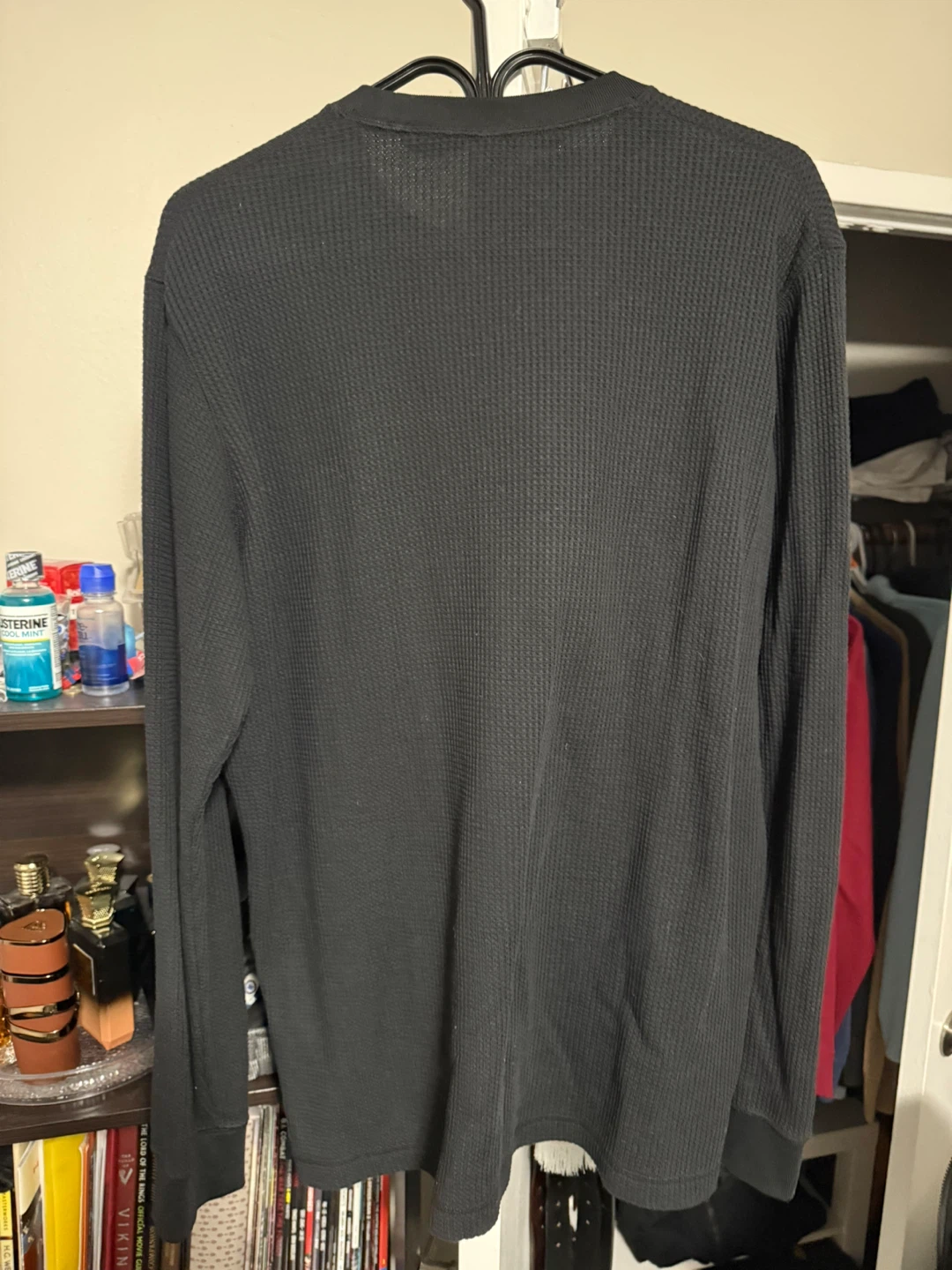 Uniqlo Waffle Black Long Sleeve Thermal Shirt Large - photo 2