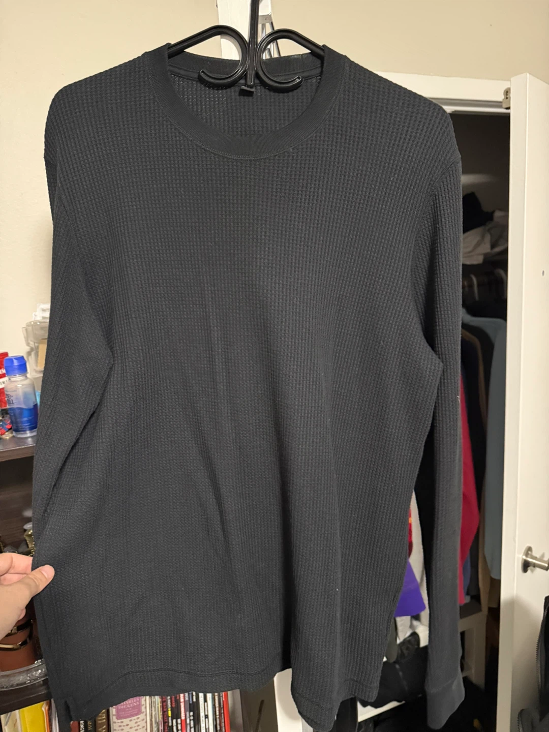 Uniqlo Waffle Black Long Sleeve Thermal Shirt Large