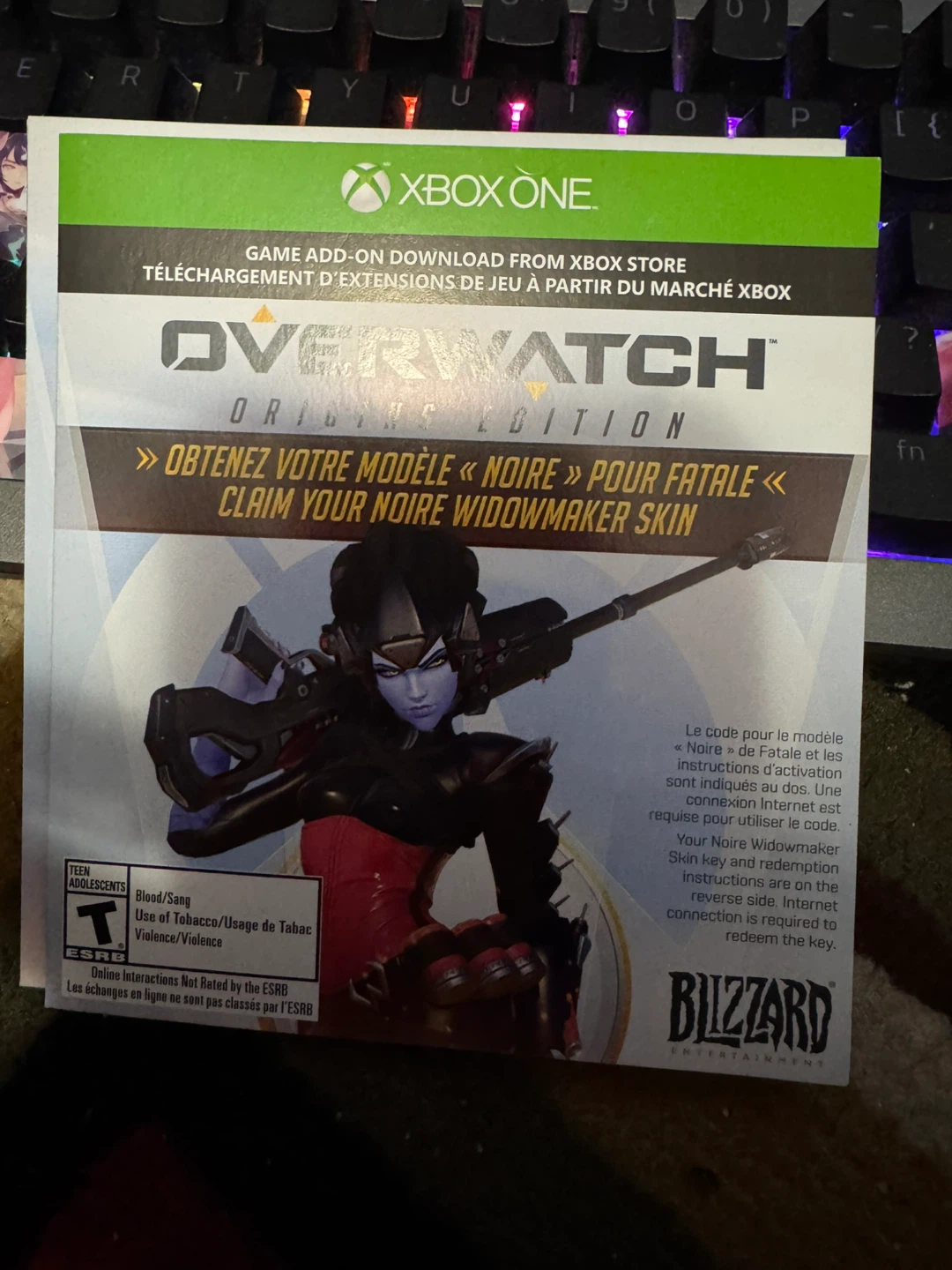 🥕 Overwatch Widowmaker Noire Code Xbox