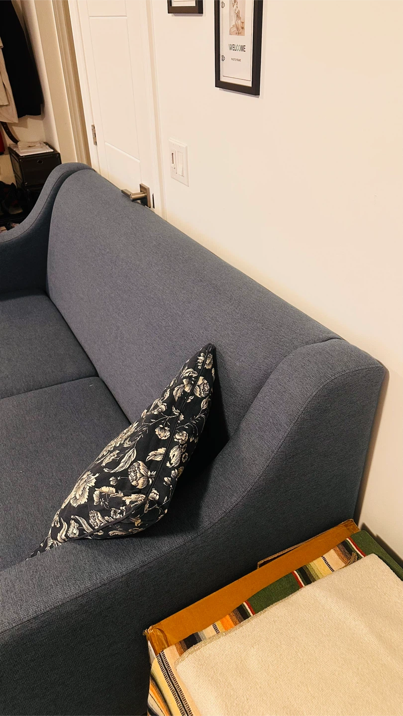 Blue Three-Seater Sofa with High Back - photo 3