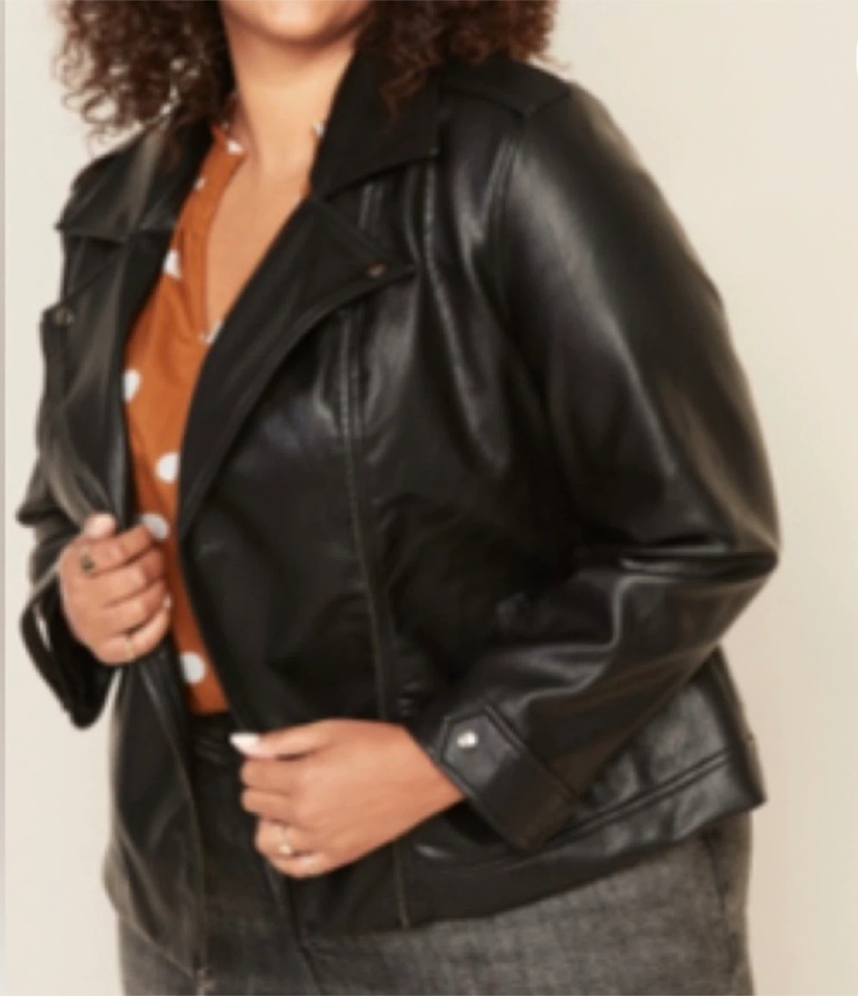 Plus-Size Faux-Leather Moto Jacket
