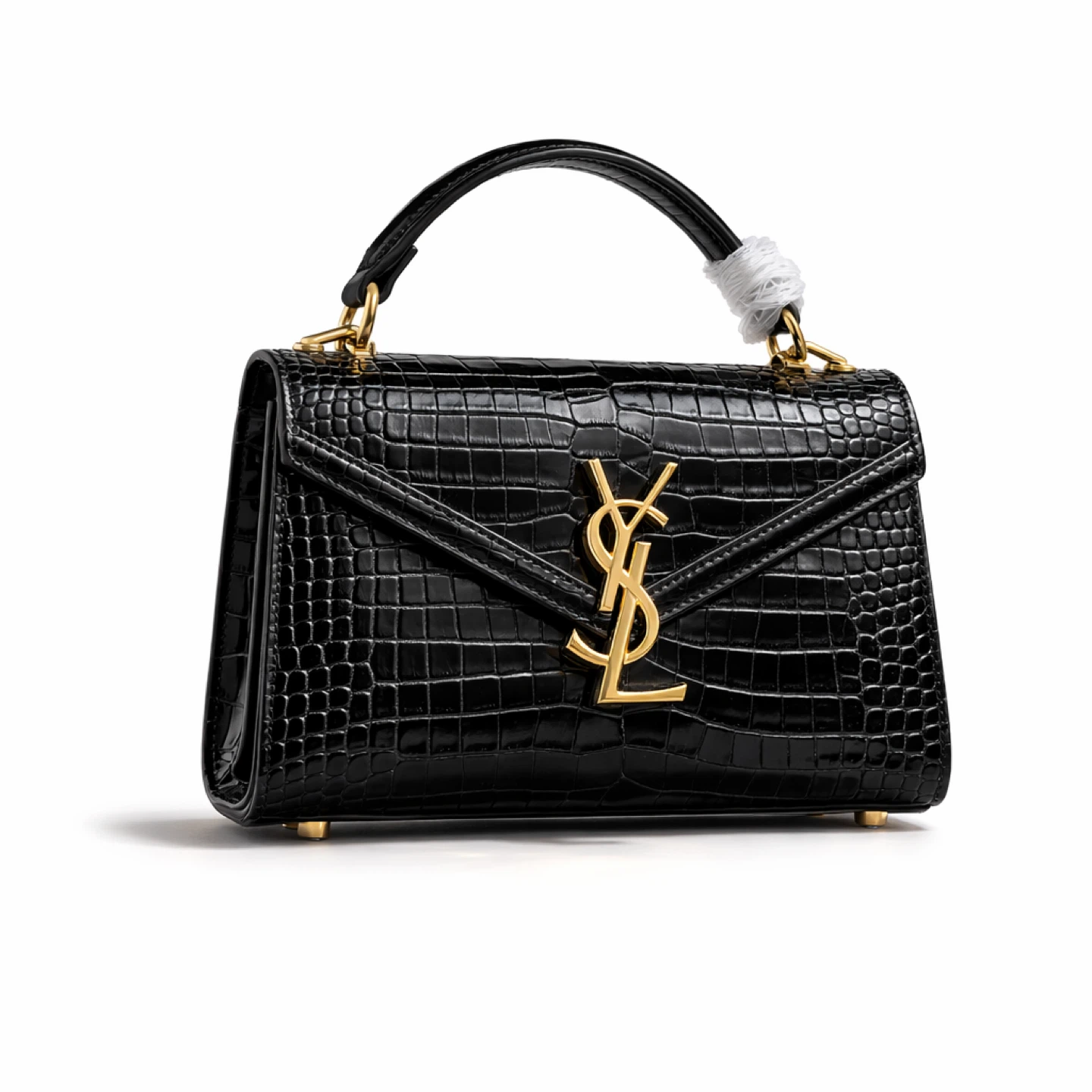 Yves Saint Laurent Black Crocodile Embossed Leather Handbag - photo 3