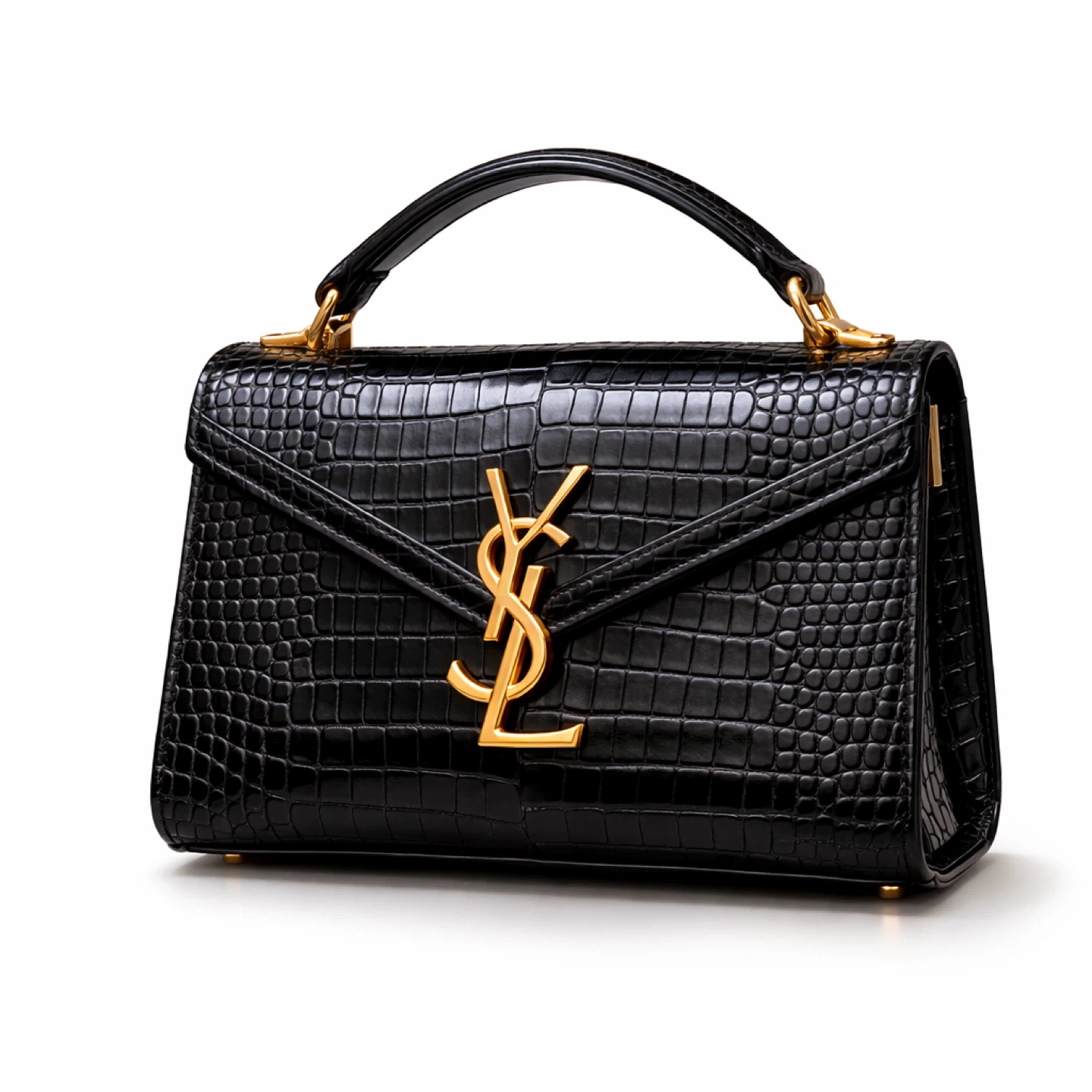 Yves Saint Laurent Black Crocodile Embossed Leather Handbag - photo 4