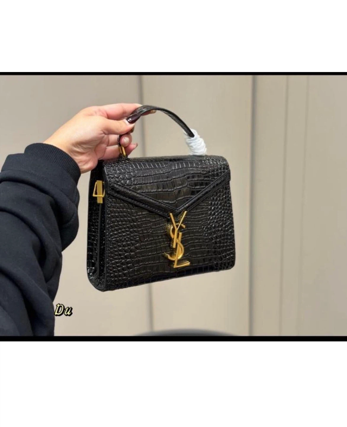Yves Saint Laurent Black Crocodile Embossed Leather Handbag - photo 2