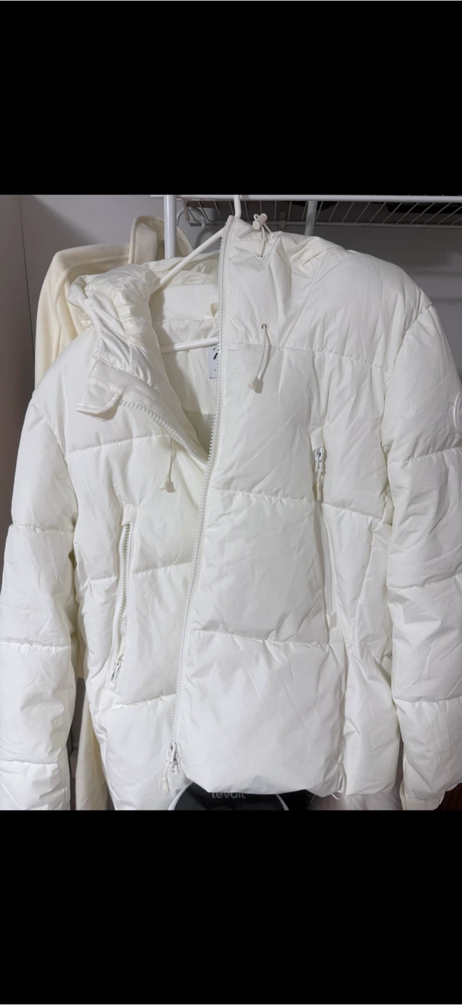 Zara White Puffer Jacket with Hood