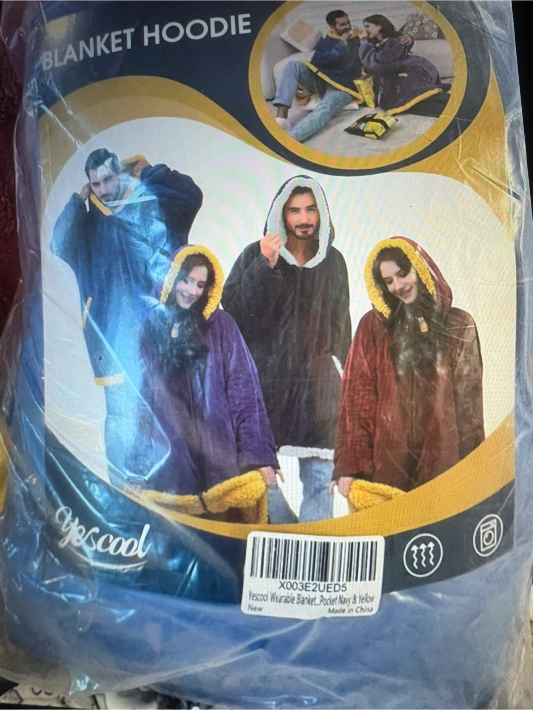 Yescool Chandail à Capuchon avec Doublure Jaune Taille Unique