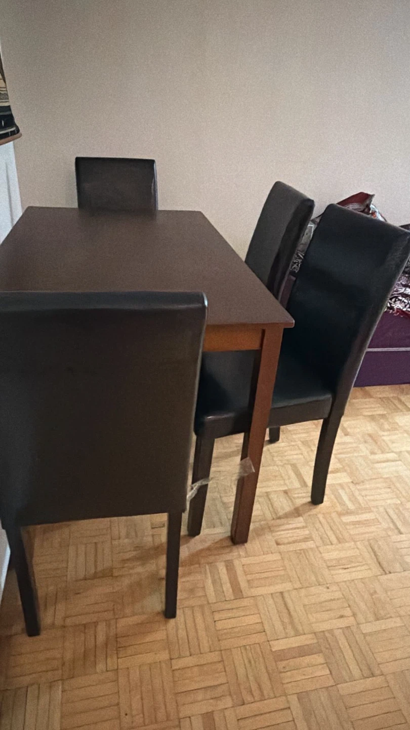 Set of 4 Black Faux Leather Dining Chairs